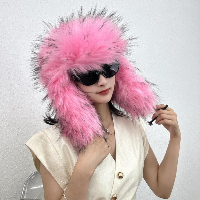 YFJNV Y2K Faux Fur Russian Hat, Soft, Warm Winter Trapper Hat with Earmuffs for Men and Women - Image 5
